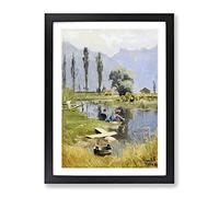 Laundry Day By Peder Mork Monsted Classic Painting Framed Wall Art Print, Ready to Hang Picture for Living Room Bedroom Home Office Décor, Black A2 (64 x 46 cm)