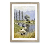 Laundry Day by Peder Mork Monsted Framed Print | A2 Oak Framed Wall Art | Ready to Hang | Modern Nature Picture | Living Room Bedroom Lounge Office