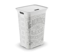 Laundry De Luxe White & Grey Plastic Laundry Hamper, 60L