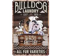 Laundry Decors Wall Bulldog Laundry Wash And Drydecor Ch Poster Wall Decor Art Gift For Laundry Room Farmhouse Door Funny Vintage Metal Sign Poster 8X12 Inches
