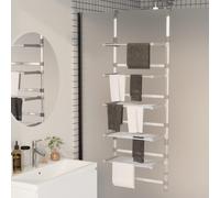 Laundry Drying Rack Silver Aluminium 5-Tier Foldable 50x25cm H90-135cm PS/PE/PP