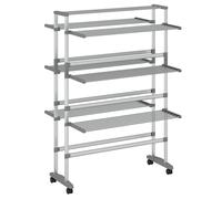 Laundry Drying Rack with Wheels Folding Clothes Airer Aluminium vidaXL