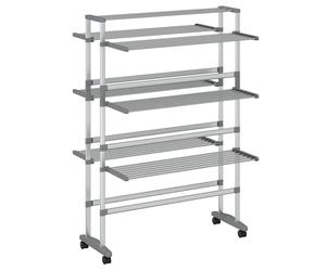 Laundry Drying Rack with Wheels Folding Clothes Airer Aluminium vidaXL