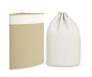Laundry Hamper Bamboo Brown 55L 35x35x60cm Slim Corner Woven Removable Liner Lid