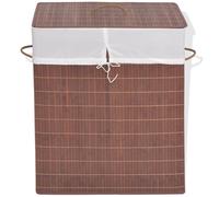 Laundry Hamper Bamboo Brown Woven Fabric Removable Liner 52x32x60cm Collapsible
