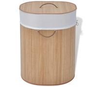 vidaXL Bamboo Laundry Bin Oval Dark Brown Clothes Storage Basket Hamper Unit