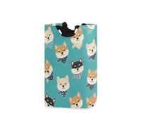 Laundry Hamper Basket Cute Dogs Blue Print Storage Basket Collapsible Laundry Bag with Handle Nursery Hamper Blanket Basket for Laundry Room College Dorms Clothes