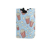 Laundry Hamper Basket Cute Popcorn Blue Pattern Storage Basket Collapsible Laundry Bag with Handle Decorative Organizer Bins Basket for Dirty Clothes Living Room Bathroom