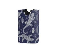 Laundry Hamper Basket Lizard Leaves Yellow Pattern Storage Basket Collapsible Laundry Bag with Handle Decorative Blanket Basket for Living Room Pillows Clothes