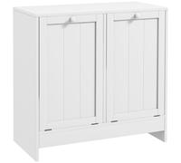 Kleankin Tilt-out Laundry Storage Cabinet With 2 Compartment Hampers, White, White