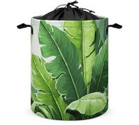 Laundry Hamper Cute Banana Leaves Laundry Basket Waterproof Dirty Clothes Basket with Handles Portable Laundry Organizer Collapsible Washing Bin for Laundry Room 17.3 In