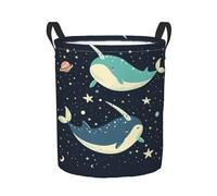 Laundry Hamper Cute Whale Floating Washing Baskets 40X50Cm | Laundry Basket Polyester Cylindric Laundry Bag for Bed Sheet Nursery Home