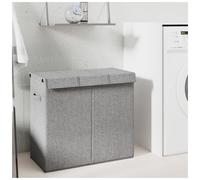Laundry Hamper Foldable Grey Faux Linen 64.5x34.5x59cm Removable Inner Bag w/Lid