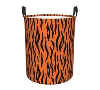 Laundry Hamper Foldable With Handles Tote Bag Tiger Stripes Orange Pattern Laundry Basket Clothes Toy Storage Bucket For Bathroom/Laundry/Bedroom