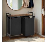 Laundry Hamper, Laundry Basket, Laundry Sorter with 2 Removable Bags, Camel Brown and Black