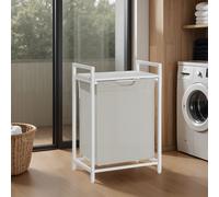 Laundry Hamper, Laundry Basket with Pull-Out Liner, Shelf, White / 65L