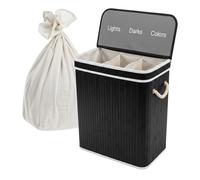Relaxdays Bamboo laundry basket, 3 compartments