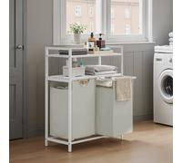 Laundry Hamper, Laundry Sorter with 2 Pull-Out Bags, 2 Shelves, White