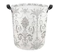Laundry Hamper Laura Ashley Grey Flower Large Clothes Hamper Waterproof Folding Washing Bin Laundry Bag, For Bathroom, Utility Room, Dorm