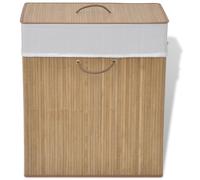 Laundry Hamper Light Brown Bamboo 52 x 32 x 60 cm Rectangular Foldable Liner Bag