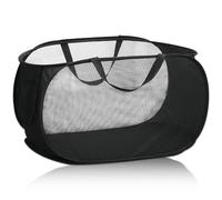 Laundry Hamper Mesh Collapsible Laundry Basket, Portable Folding Laundry Basket, 75L Pop-Up Laundry Hampers Washing Basket Bag for Bedroom Bathroom Dorm Room Toy Dirty Clothes Storage Basket(Black)