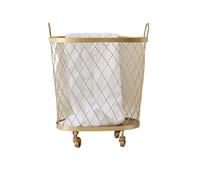 Laundry Hamper Metal Clothes Laundry Basket with Wheel and Handle(Gold)