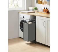 Laundry Hamper, Pull-Out Laundry Bag With Shelf, Removable Laundry Sorter, Metal Frame, Slate Grey And Charcoal Grey