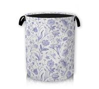 Laundry Hamper,Storage Bins Nursery Hamper Foldable with Waterproof for Kids Toys Room, College Dorms, Home,Gift Basket 66L(Vintage Blue Florals)