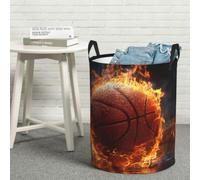 Laundry Hamper Waterproof Storage Bin Organizer with Handles Basketball On Fire Laundry Basket Collapsible Dirty Clothes Hamper Large Clothes Storage Toy Organization for Bathroom Bedroom M