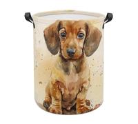 Laundry Hamper Waterproof Storage Bin Organizer with Handles Little Brown Dog Laundry Basket Collapsible Dirty Clothes Hamper Large Clothes Storage Toy Organization for Bathroom Bedroom 44x35cm