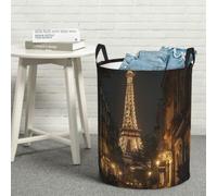 Laundry Hamper Waterproof Storage Bin Organizer with Handles Night Paris Eiffel Tower Laundry Basket Collapsible Dirty Clothes Hamper Large Clothes Storage Toy Organization for Bathroom Bedroom M
