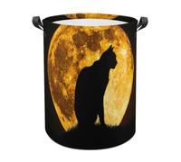 Laundry Hamper Waterproof Storage Bin Organizer with Handles Silhouette of A Cat Laundry Basket Collapsible Dirty Clothes Hamper Large Clothes Storage Toy Organization for Bathroom Bedroom 44x44cm