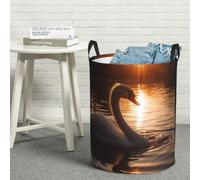 Laundry Hamper Waterproof Storage Bin Organizer with Handles White Swan on the Lake Laundry Basket Collapsible Dirty Clothes Hamper Large Clothes Storage Toy Organization for Bathroom Bedroom M