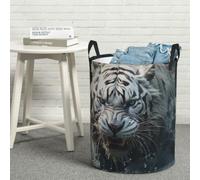 Laundry Hamper Waterproof Storage Bin Organizer with Handles White Tiger in the River Laundry Basket Collapsible Dirty Clothes Hamper Large Clothes Storage Toy Organization for Bathroom Bedroom M