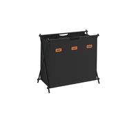 Laundry Hamper with 2 Sections and X-Frame, Ink Black / 135 L