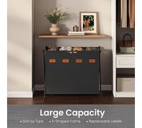 Laundry Hamper with 2 Sections and X-Frame, Ink Black / 155 L