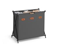 SONGMICS Laundry Hamper, Laundry Basket, 135 L Laundry Sorter 3 Sections, Collapsible X-Frame, Clothes Organiser with Customisable Labels, Laundry Room, Bedroom, Bathroom, Slate Grey LCB130G01