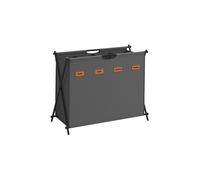 Laundry Hamper with 2 Sections and X-Frame, Slate Grey / 155 L