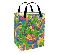 Laundry Hamper with Handle,Large Laundry Basket,rainbow plant flowers Print Clothes Hampers for Laundry