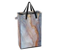 Laundry Hamper with Handles Laundry Basket Foldable Kids Dirty Clothes Basket for Dorm Marble Rose Gold White