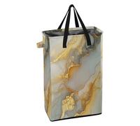 Laundry Hamper with Handles Laundry Room Baskets Foldable Boys and Girls Dirty Clothes Basket for Bedroom Marble Yellow Neutral