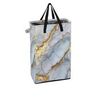 Laundry Hamper with Handles Laundry Room Baskets Stand up Kids Dirty Clothes Hamper for Dorm Marble Silver Neutral