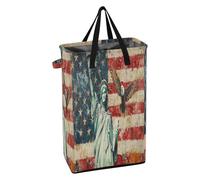 Laundry Hamper with Handles Tall Laundry Baskets Foldable Kids Dirty Clothes Hamper for Dorm Usa Presidents Day Flag & Lady Liberty