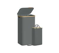 SONGMICS Laundry Hamper with Lid, Laundry Basket, Storage Bin, Removable Liners, Bamboo Frame, for Bedroom, 26.4 Gal. (100 L), Slate Grey LCB531GN01