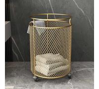 Laundry Hamper with Rolling Wheels - Round Metal Mesh Organizer for Dirty Clothes Storage, Toy Storage, Perfect for Bedroom, Bathroom, and Laundry Room
