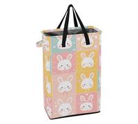 Laundry Hamper with Sturdy Handle Laundry Baskets Stand up Boys and Girls Dirty Clothes Basket for Dorm Cute Bunnies on Blush