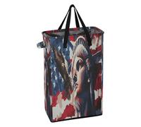 Laundry Hamper with Sturdy Handle Slim Laundry Basket Foldable Teen Towel Hamper for Bedroom Lady Liberty Presidents Day Art