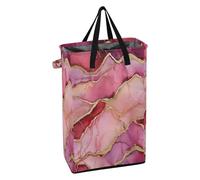 Laundry Hamper with Sturdy Handle Tall Laundry Baskets Foldable Teen Clothes Hampers for Bedroom Marble Hot Pastel Burgundy