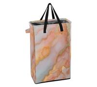 Laundry Hamper with Sturdy Handle Tall Laundry Baskets Waterproof Boys and Girls Dirty Clothes Hamper for Bedroom Marble Peach Blush