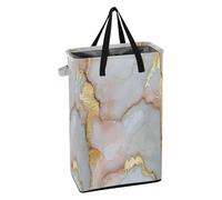Laundry Hampers with Handles Laundry Basket Freestanding Kids Clothes Hamper for Bathroom Marble White Pastel